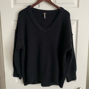 Free People Scoop Neck Sweater Black Women's Medium Brookside